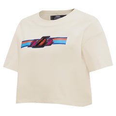 Los Angeles Lakers Pro Standard Women's Retro Striper SJ Cropped Boxy T-Shirt Cream