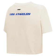 Los Angeles Lakers Pro Standard Women's Retro Striper SJ Cropped Boxy T-Shirt Cream
