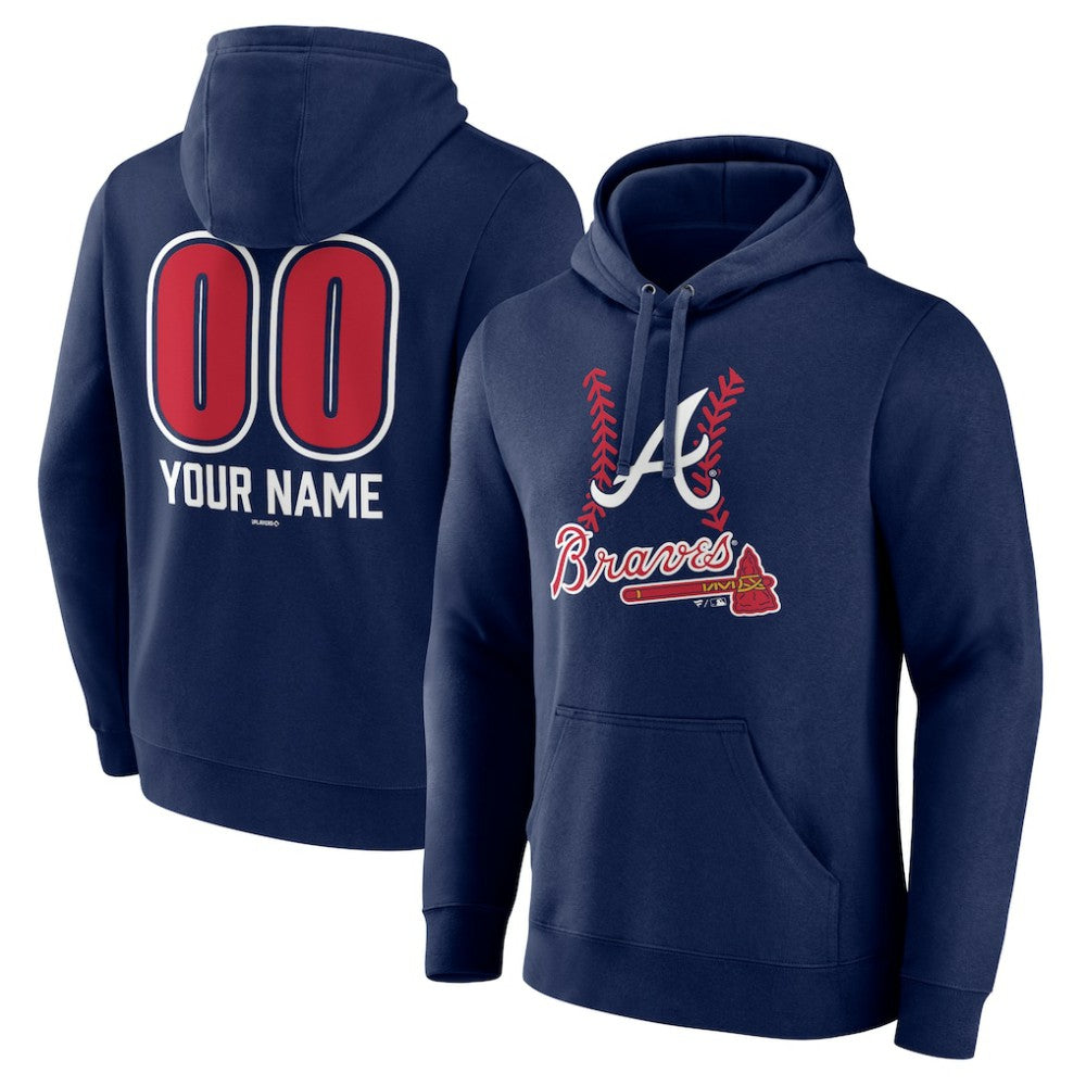 Atlanta Braves Personalized Name & Number Fastball Pullover Hoodie Near Me