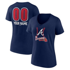Atlanta Braves Women's Personalized Name & Number Fastball V-Neck T-Shirt for sale