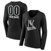 Chicago White Sox Women's Personalized Name & Number Fastball Long Sleeve V-Neck T-Shirt Discount