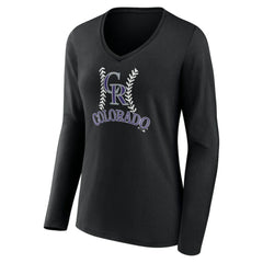 Colorado Rockies Women's Personalized Name & Number Fastball Long Sleeve V-Neck T-Shirt Discount