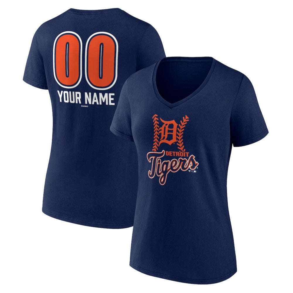 Detroit Tigers Women's Personalized Name & Number Fastball V-Neck T-Shirt Near Me