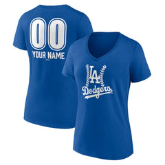 Los Angeles Dodgers Women's Personalized Name & Number Fastball V-Neck T-Shirt Discount