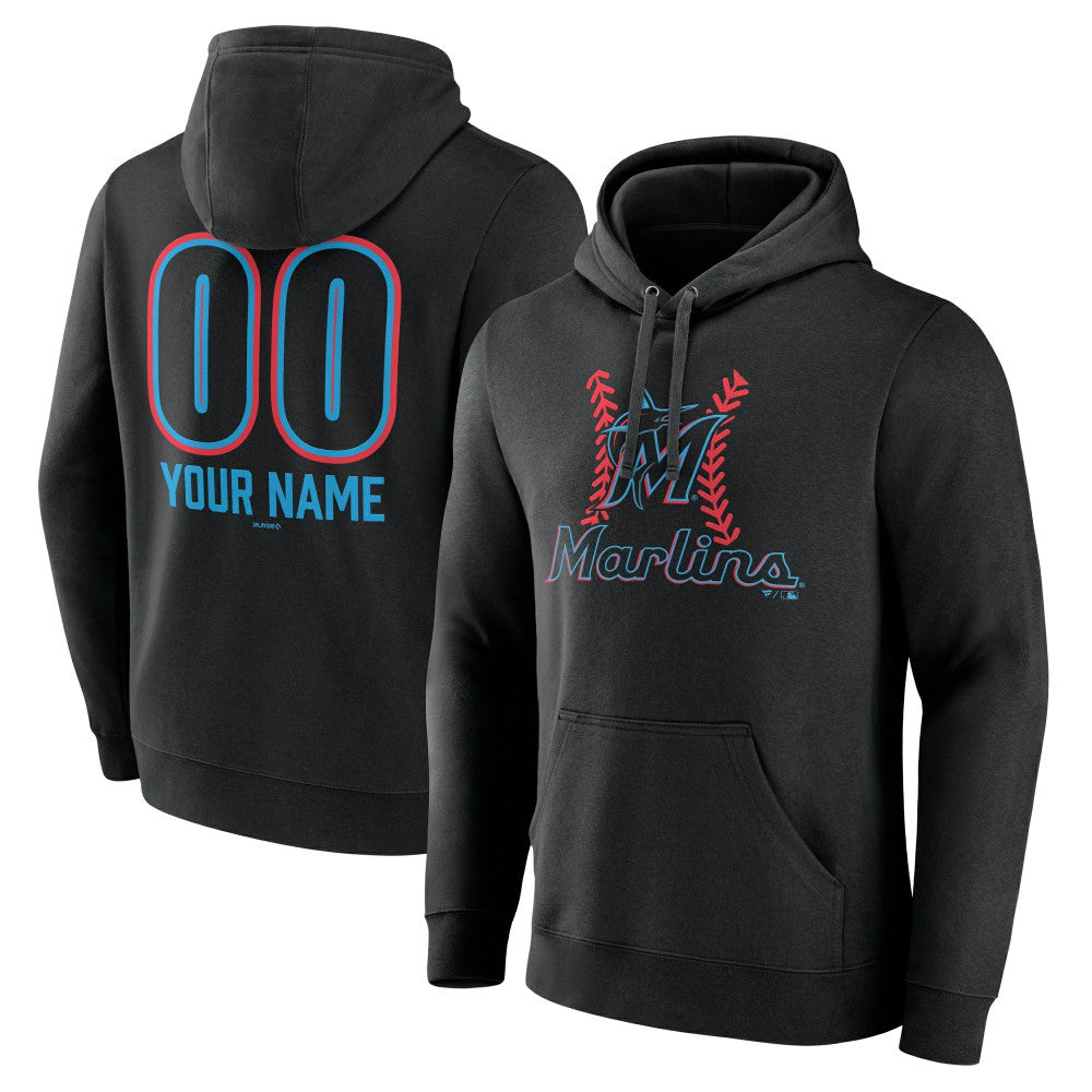 Miami Marlins Personalized Name & Number Fastball Pullover Hoodie for sale