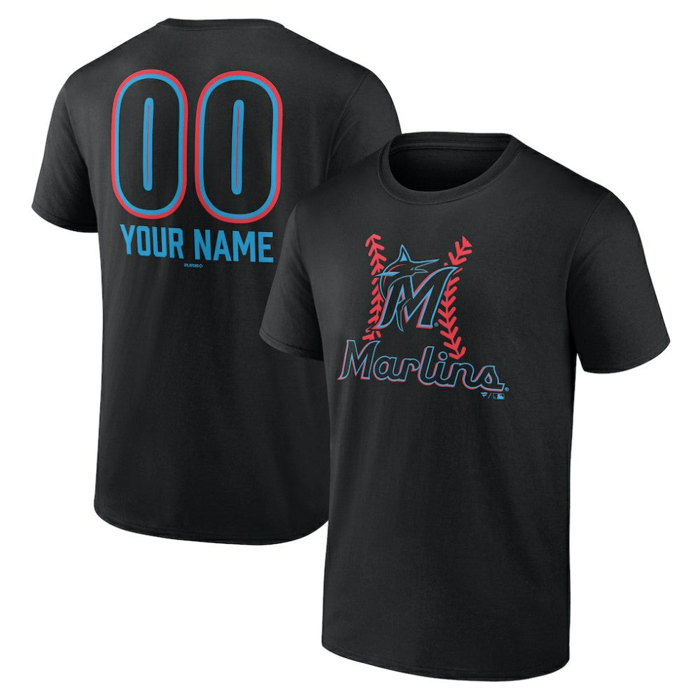 Miami Marlins Personalized Name & Number Fastball T-Shirt Online