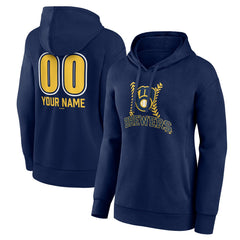 Milwaukee Brewers Women's Personalized Name & Number Fastball Pullover Hoodie Discount
