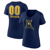 Milwaukee Brewers Women's Personalized Name & Number Fastball V-Neck T-Shirt Near Me