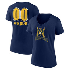 Milwaukee Brewers Women's Personalized Name & Number Fastball V-Neck T-Shirt Near Me