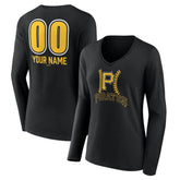 Pittsburgh Pirates Women's Personalized Name & Number Fastball Long Sleeve V-Neck T-Shirt Online