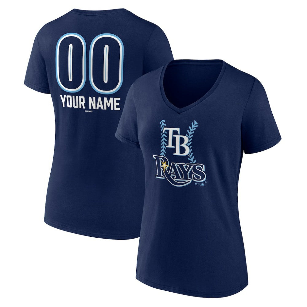 Tampa Bay Rays Women's Personalized Name & Number Fastball V-Neck T-Shirt Discount