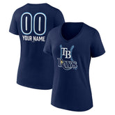 Tampa Bay Rays Women's Personalized Name & Number Fastball V-Neck T-Shirt Discount
