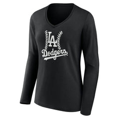 Los Angeles Dodgers Women's Personalized Name & Number Fastball Long Sleeve V-Neck T-Shirt Discount