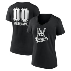Los Angeles Dodgers Women's Personalized Name & Number Fastball V-Neck T-Shirt for sale