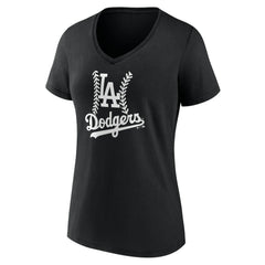 Los Angeles Dodgers Women's Personalized Name & Number Fastball V-Neck T-Shirt for sale