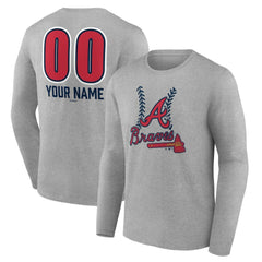 Atlanta Braves Personalized Name & Number Fastball Long Sleeve T-Shirt Outlet
