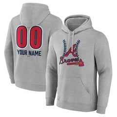 Atlanta Braves Personalized Name & Number Fastball Pullover Hoodie Outlet