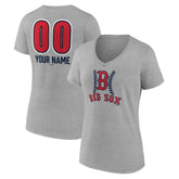 Boston Red Sox Women's Personalized Name & Number Fastball V-Neck T-Shirt Outlet