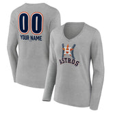 Houston Astros Women's Personalized Name & Number Fastball Long Sleeve V-Neck T-Shirt Sale