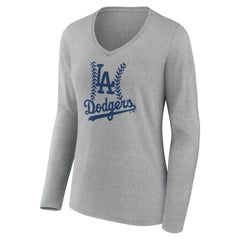 Los Angeles Dodgers Women's Personalized Name & Number Fastball Long Sleeve V-Neck T-Shirt Online