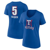 Corey Seager Texas Rangers Women's Fastball Player Name & Number V-Neck T-Shirt Online