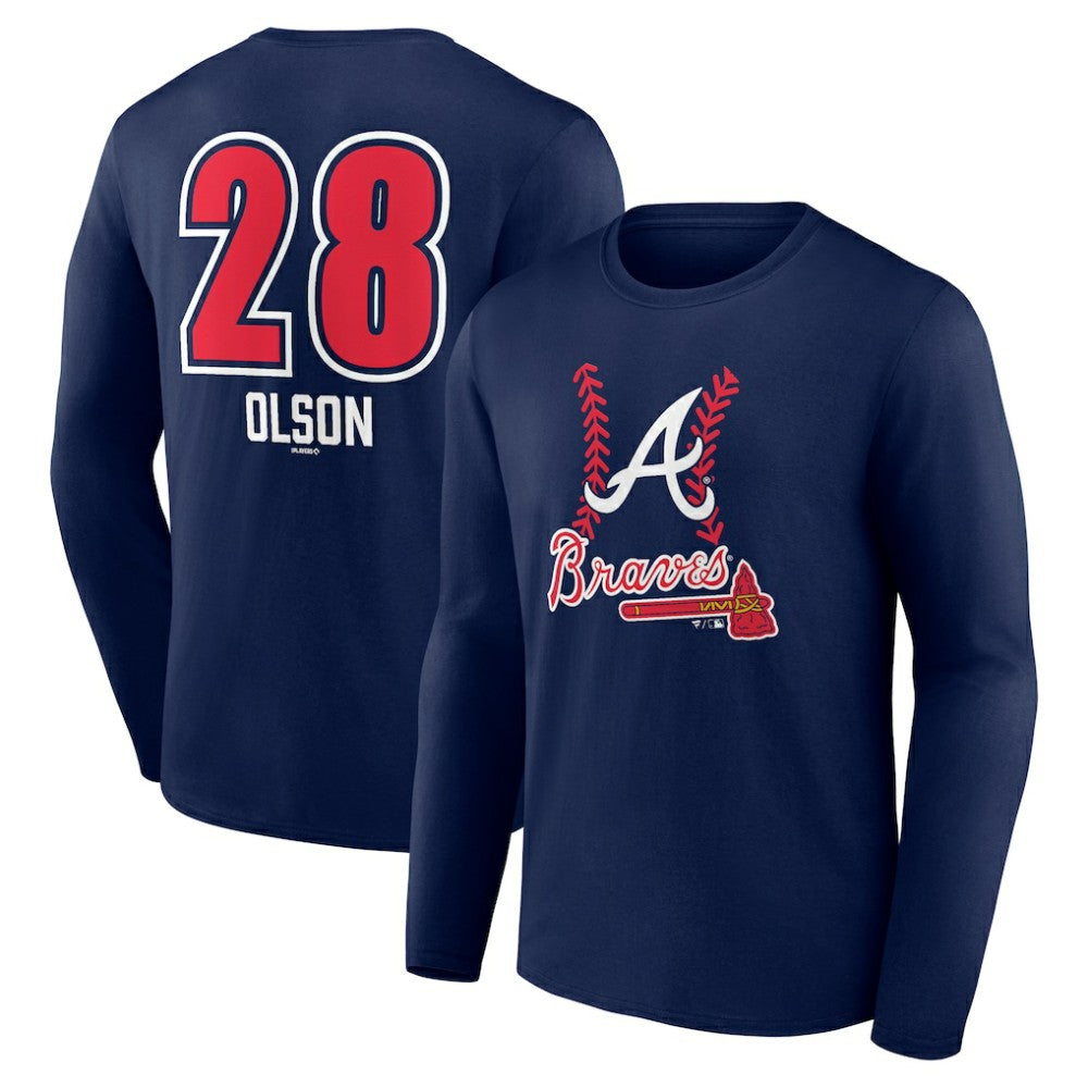 Matt Olson Atlanta Braves Fastball Player Name & Number Long Sleeve T-Shirt Near Me