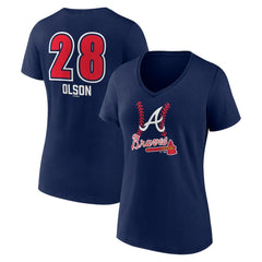 Matt Olson Atlanta Braves Women's Fastball Player Name & Number V-Neck T-Shirt Sale
