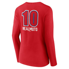 J.T. Realmuto Philadelphia Phillies Women's Fastball Player Name & Number Long Sleeve V-Neck T-Shirt Sale