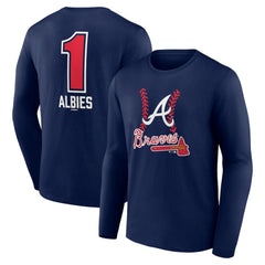 Ozzie Albies Atlanta Braves Fastball Player Name & Number Long Sleeve T-Shirt Sale
