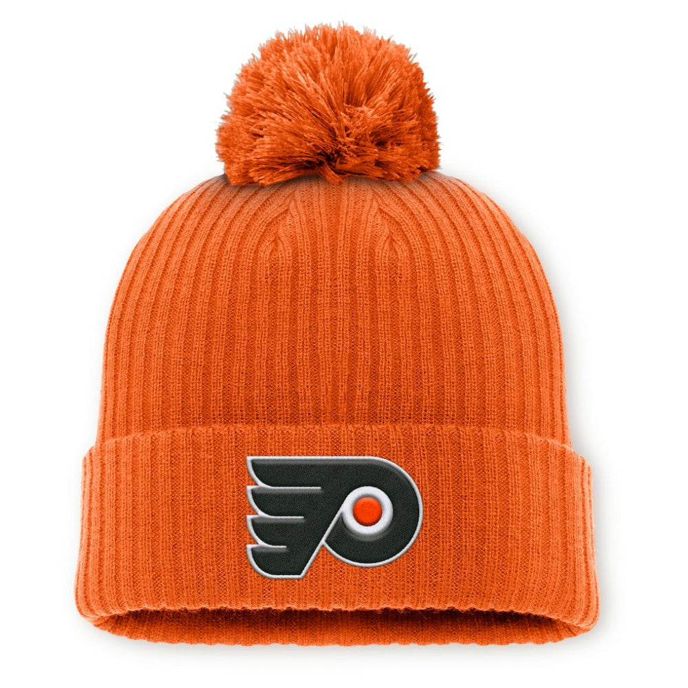 Philadelphia Flyers Fanatics Primary Logo Cuffed Knit Hat with Pom - Orange | Fanatics online