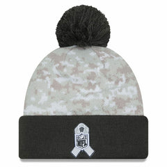 Cincinnati Bengals New Era Youth 2024 Salute To Service Cuffed Pom Knit Hat - White/Graphite - NFL