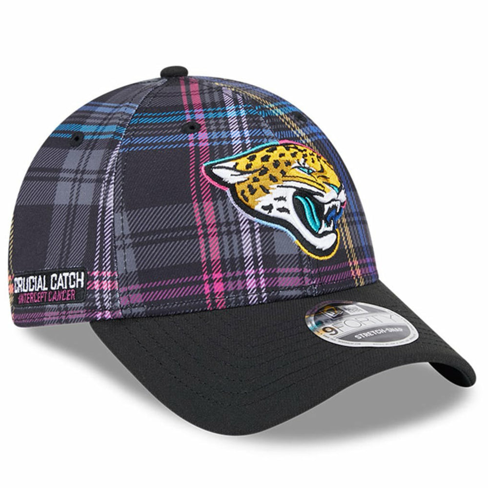 Jacksonville Jaguars New Era 2024 NFL Crucial Catch Plaid 9FORTY Adjustable Hat - Black - NFL