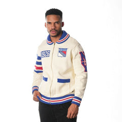 New York Rangers The Wild Collective Unisex Jacquard Full-Zip Sweater - Cream | NHL discount