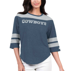 Dallas Cowboys Starter Women's Fullback Tri-Blend 3/4-Sleeve T-Shirt - Navy - NFL
