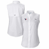 Houston Texans Women's PFG Tamiami Omni-Shade Sleeveless Button-Up Shirt - White - Columbia