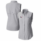 Houston Texans Women's PFG Tamiami Omni-Shade Sleeveless Button-Up Shirt - Gray - Columbia