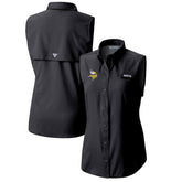 Minnesota Vikings Women's PFG Tamiami Omni-Shade Sleeveless Button-Up Shirt - Black - Columbia