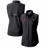 Tampa Bay Buccaneers Women's PFG Tamiami Omni-Shade Sleeveless Button-Up Shirt - Black - Columbia