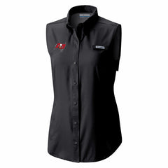 Tampa Bay Buccaneers Women's PFG Tamiami Omni-Shade Sleeveless Button-Up Shirt - Black - Columbia