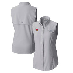 Arizona Cardinals Women's PFG Tamiami Omni-Shade Sleeveless Button-Up Shirt - Gray - Columbia