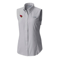 Arizona Cardinals Women's PFG Tamiami Omni-Shade Sleeveless Button-Up Shirt - Gray - Columbia