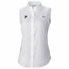 Atlanta Falcons Women's PFG Tamiami Omni-Shade Sleeveless Button-Up Shirt - White - Columbia