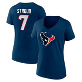 C.J. Stroud Houston Texans Women's Icon Player Name & Number V-Neck T-Shirt - Navy - Fanatics