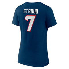 C.J. Stroud Houston Texans Women's Icon Player Name & Number V-Neck T-Shirt - Navy - Fanatics