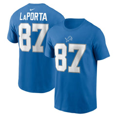 Sam LaPorta Detroit Lions Name & Number T-Shirt - Blue - Nike