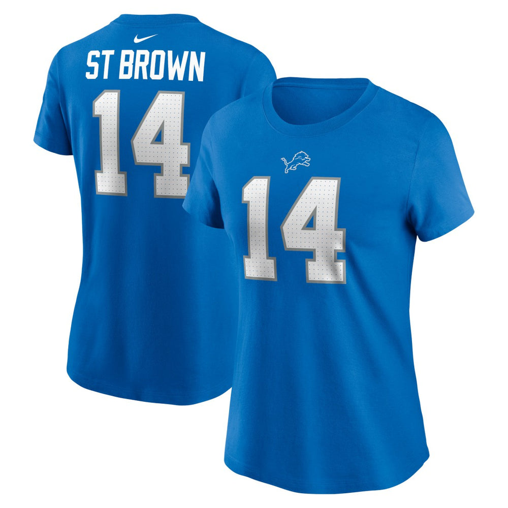 Amon-Ra St. Brown Detroit Lions Women's Player Name & Number T-Shirt - Blue - Nike