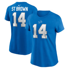 Amon-Ra St. Brown Detroit Lions Women's Player Name & Number T-Shirt - Blue - Nike