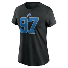 Aidan Hutchinson Detroit Lions Women's Player Name & Number T-Shirt - Black - Nike