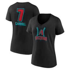 Corbin Carroll Arizona Diamondbacks Women's Name & Number Fastball V-Neck T-Shirt Outlet
