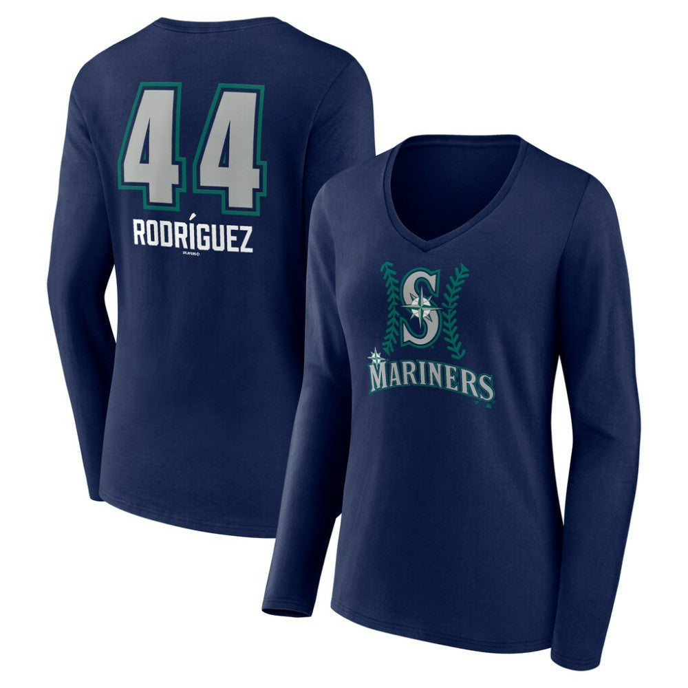 Julio Rodríguez Seattle Mariners Women's Name & Number Fastball V-Neck Long Sleeve T-Shirt Online